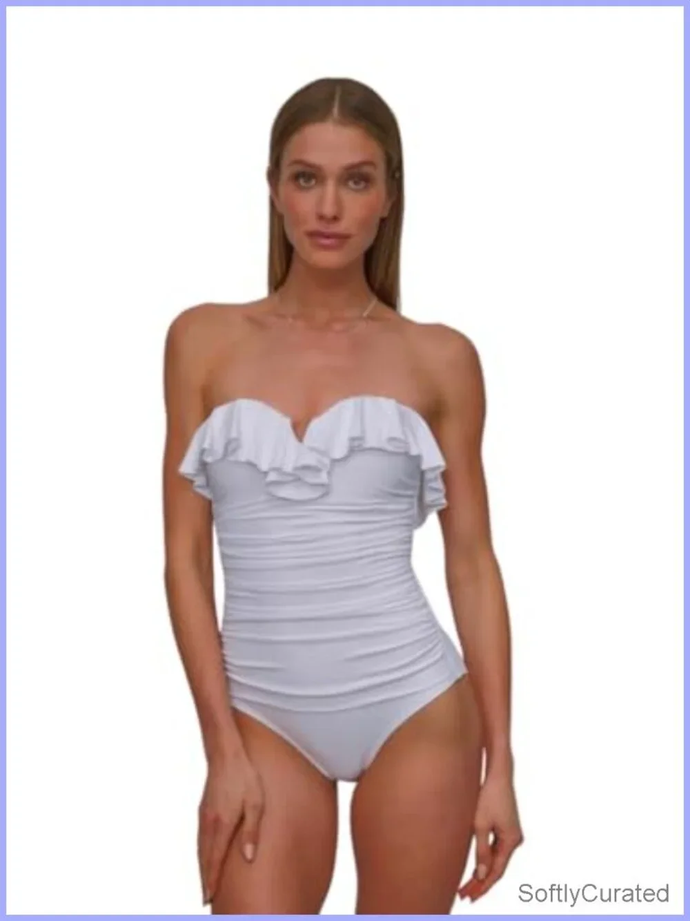 Ruffle Bandeau One Piece Swimsuit with Tummy Control